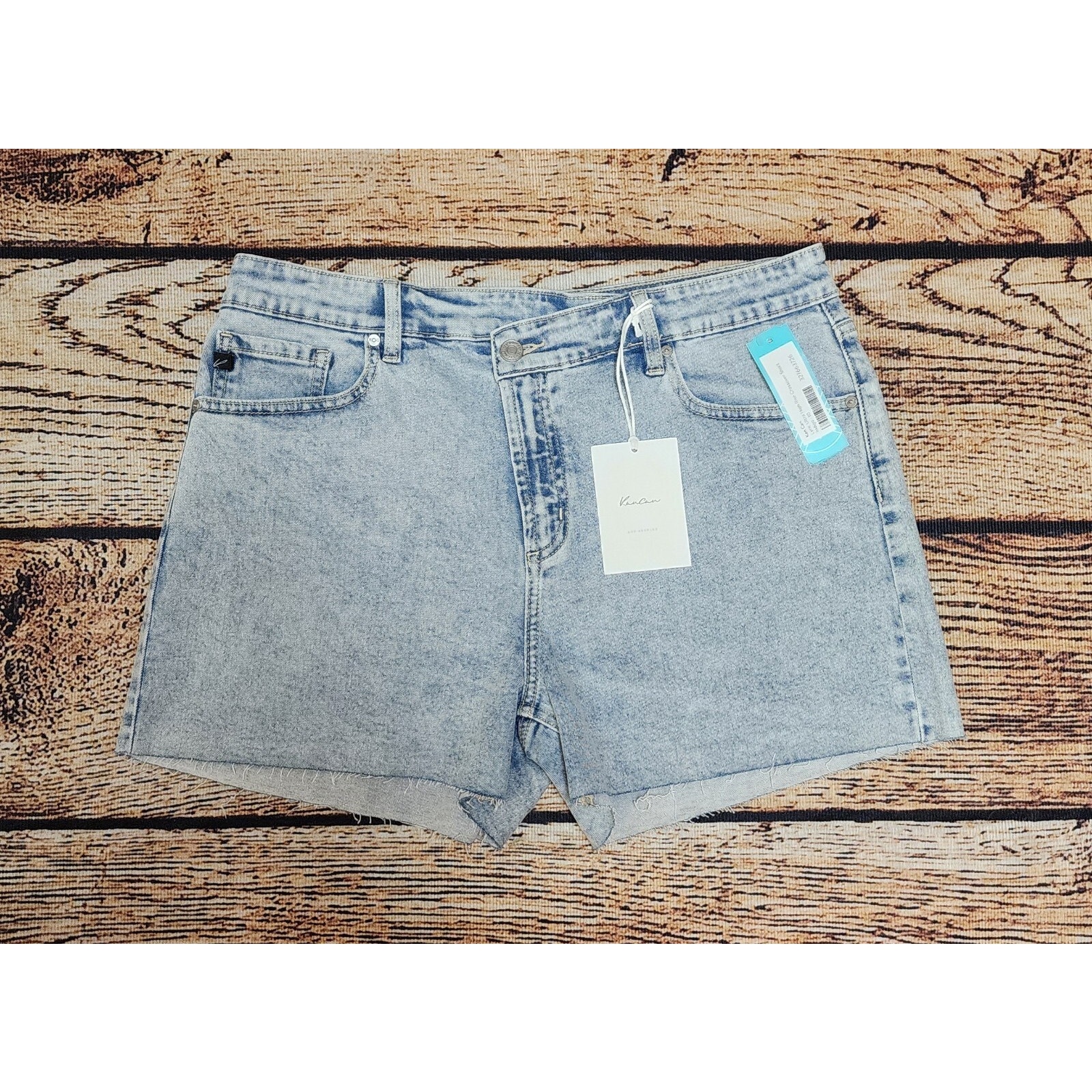 Kancan Lyric Ultra High Rise Size 10 Crossover 3.5” Indigo Blue Denim Shorts — image 3 of 8